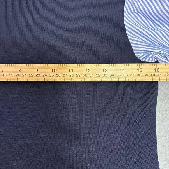 Black and Blue Striped Women's Top - Picture 3 of 6